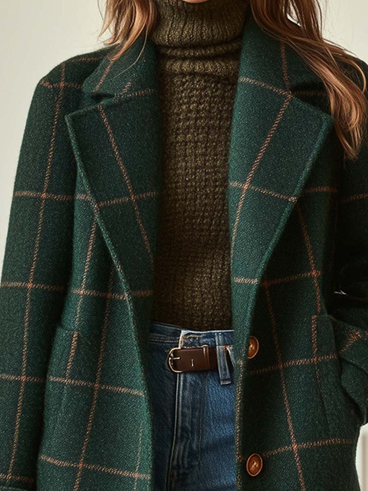 Gladys – Tailored Plaid Long Coat