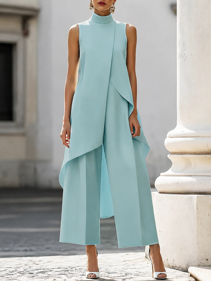 Edwina – Sleeveless High-Neck Wide-Leg Set