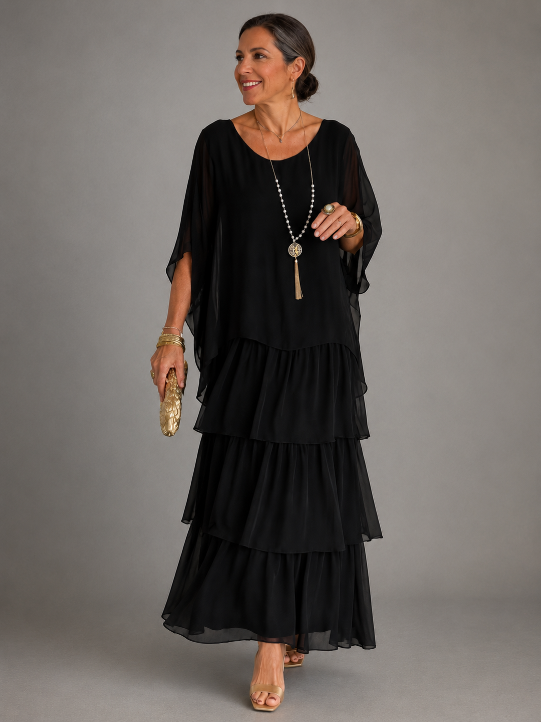 Janet – Tiered Chiffon-Look Maxi Dress