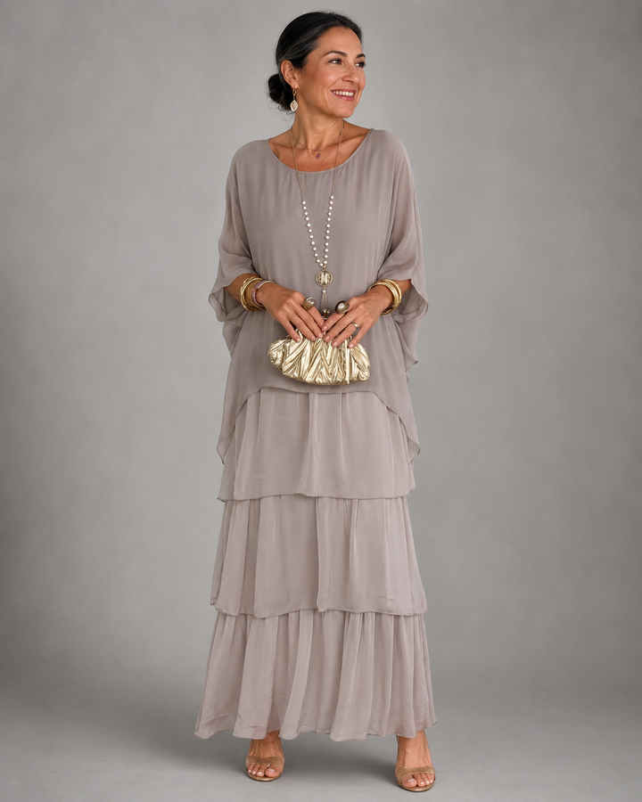 Janet – Tiered Chiffon-Look Maxi Dress
