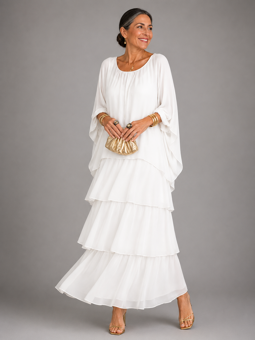 Janet – Tiered Chiffon-Look Maxi Dress