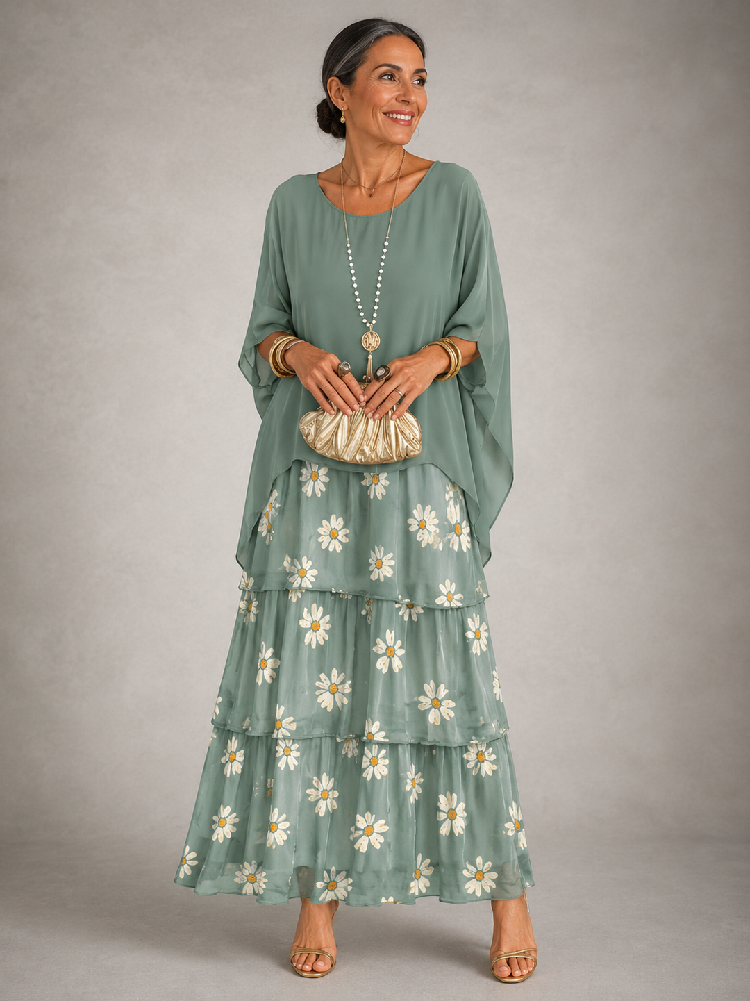 Janet – Tiered Chiffon-Look Maxi Dress