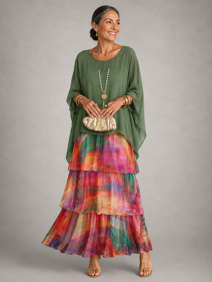 Janet – Tiered Chiffon-Look Maxi Dress