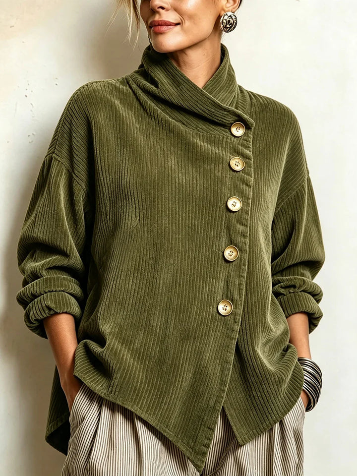 Joanna – Ribbed Button-Up Wrap Top