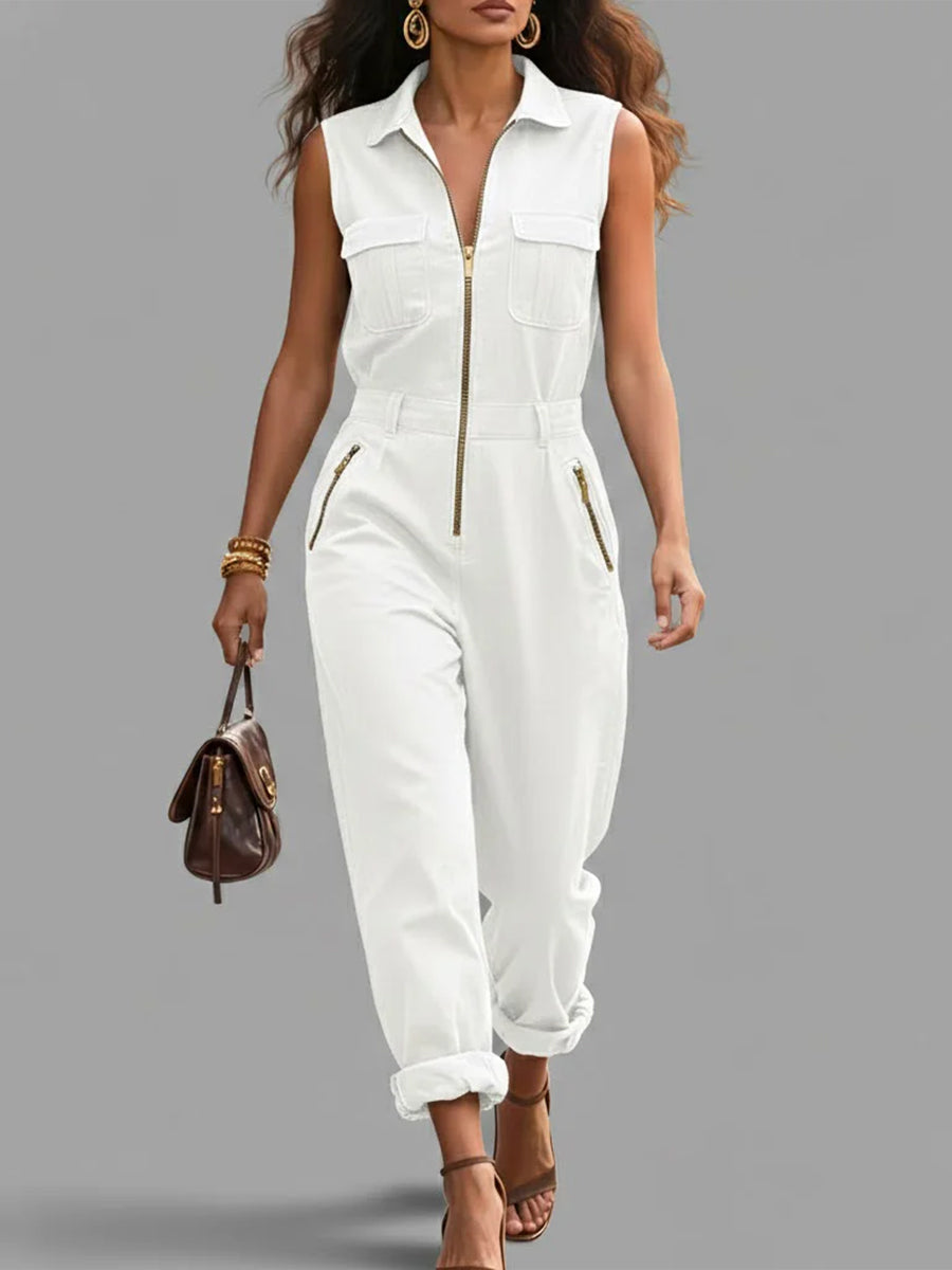 Emmeline – Sleeveless Zip-Front Utility Jumpsuit
