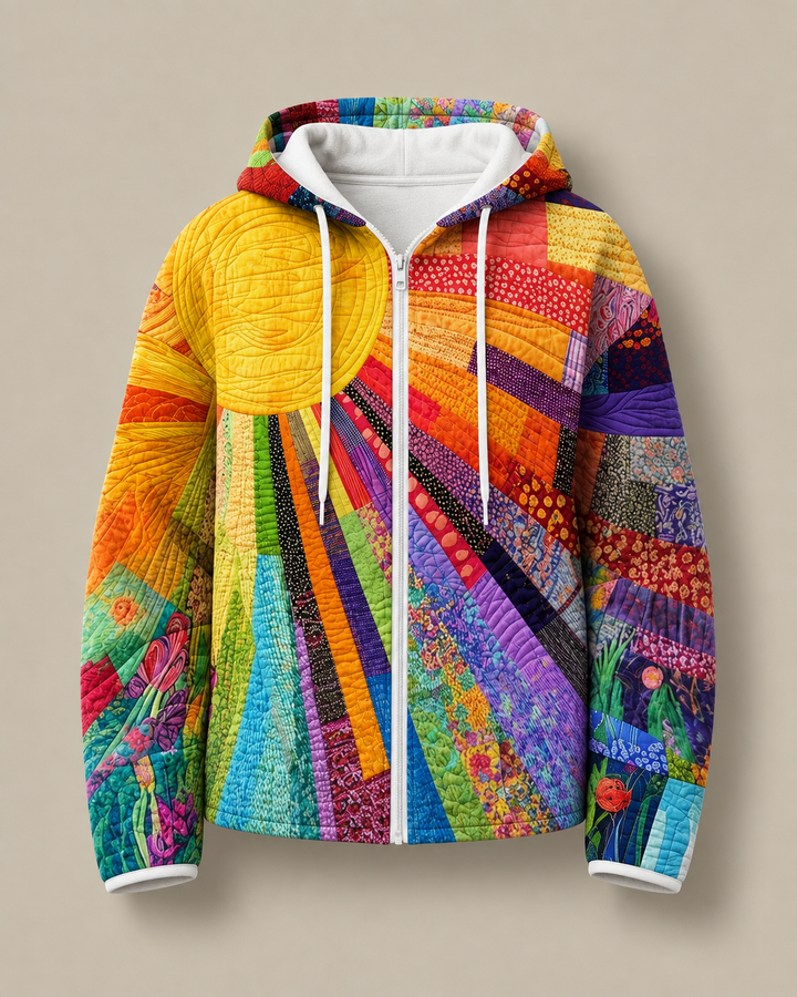 Cecily – Sunburst Quilted Zip Hoodie