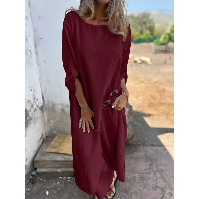 Sophia | Linen-Look Dress + Trousers - Comfortable Two-Piece Set