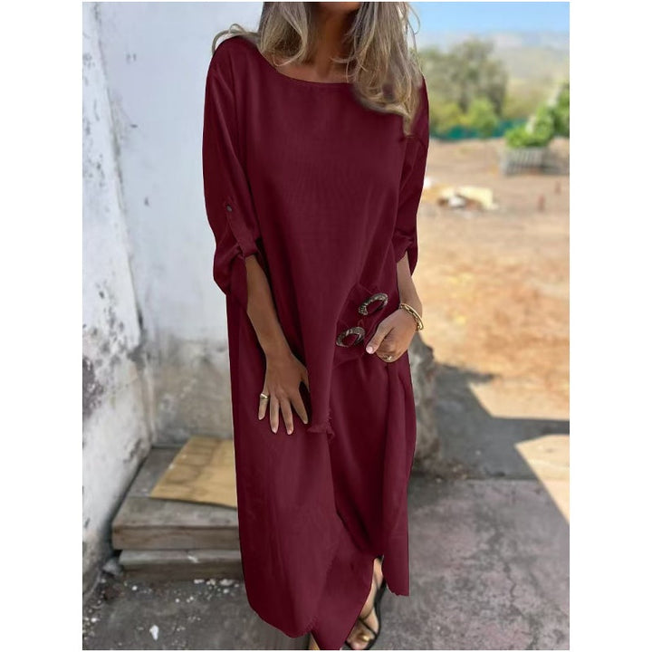 Sophia | Linen-Look Dress + Trousers - Comfortable Two-Piece Set