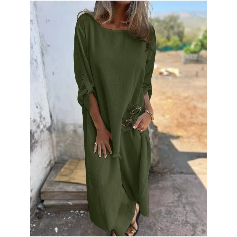 Sophia | Linen-Look Dress + Trousers - Comfortable Two-Piece Set