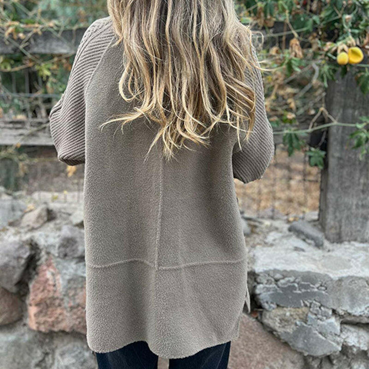 Rita – Knit Sleeve Double-Breasted Jacket