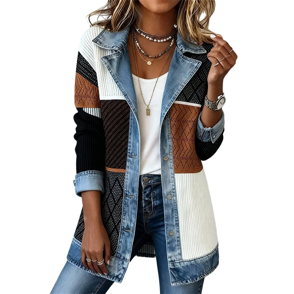 Gwyneth – Knit and Denim Patchwork Jacket