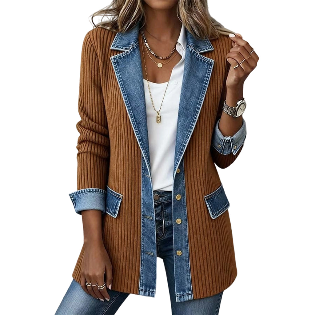 Gwyneth – Knit and Denim Patchwork Jacket