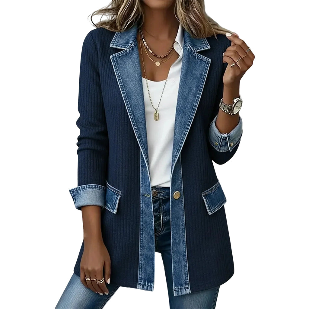 Gwyneth – Knit and Denim Patchwork Jacket