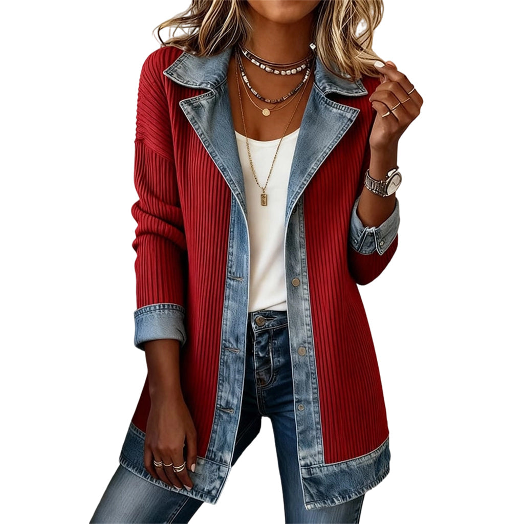 Gwyneth – Knit and Denim Patchwork Jacket