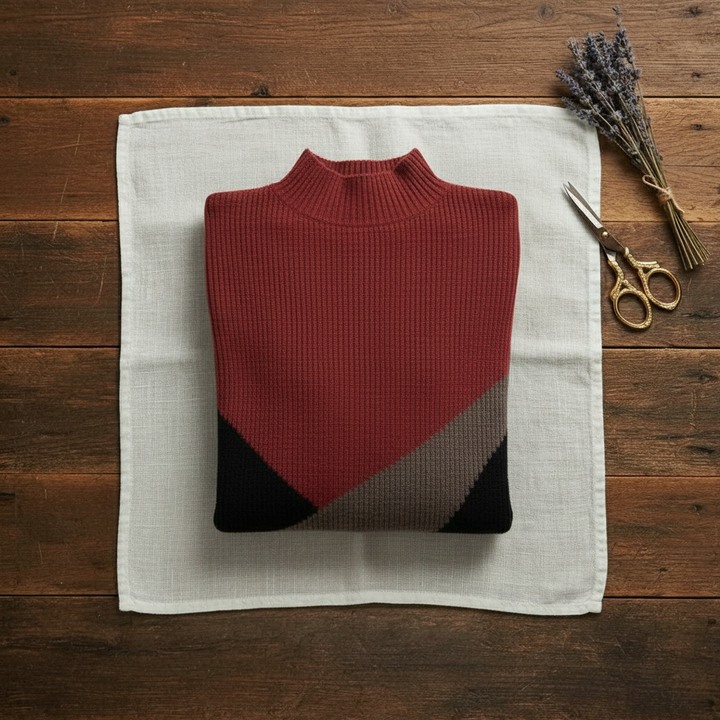 Doreen – Colour-Block Turtleneck Knit Jumper