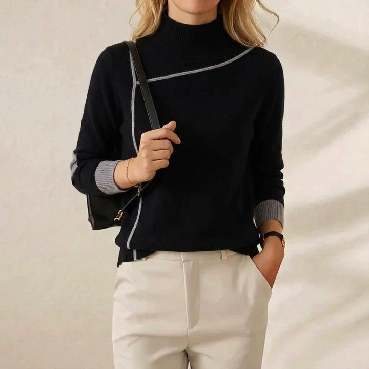 Rosamund – Turtleneck Jumper with Contrast Trim