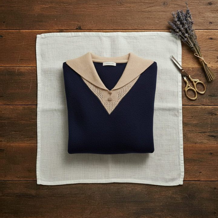 Prudence – Contrast Collar Knit Jumper