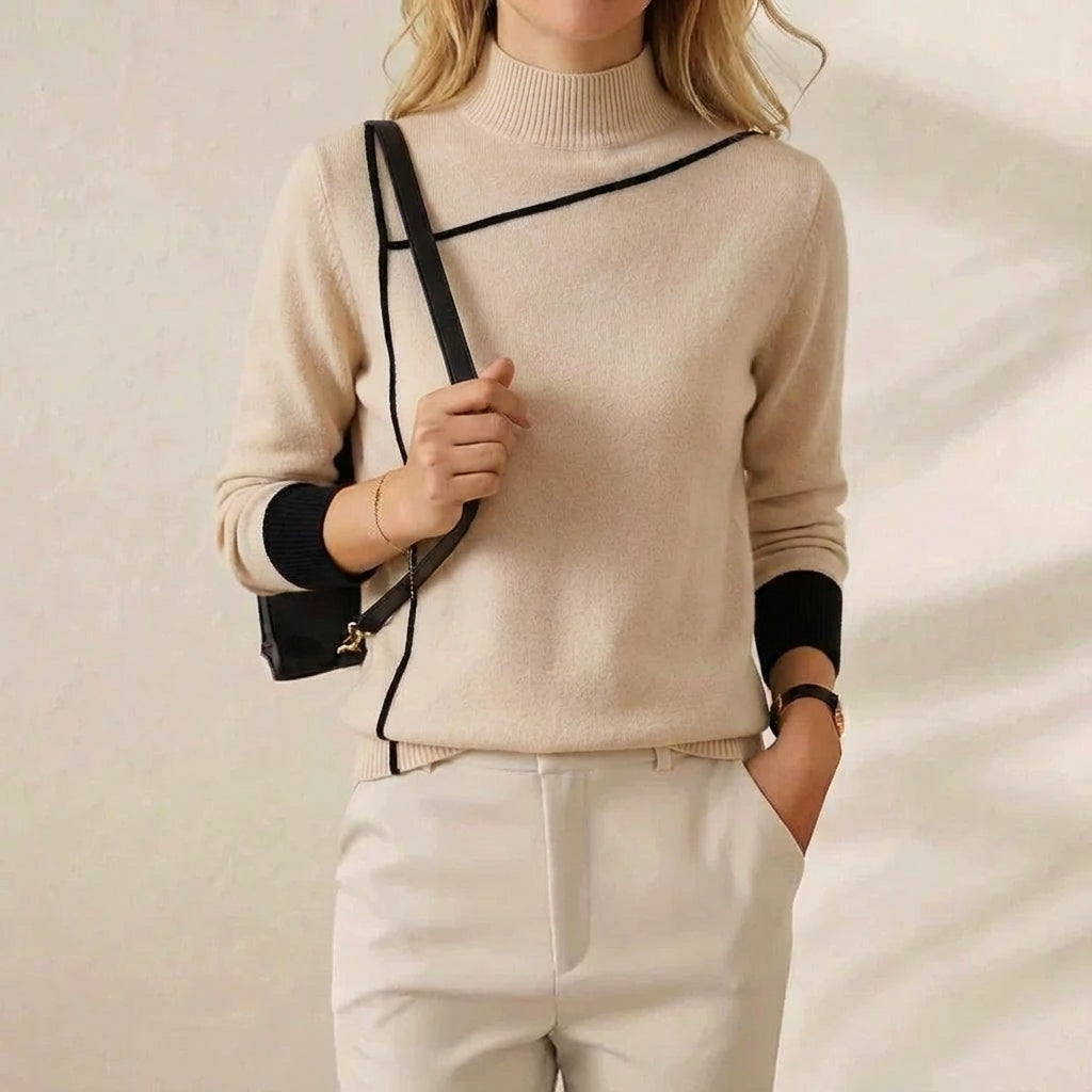 Rosamund – Turtleneck Jumper with Contrast Trim