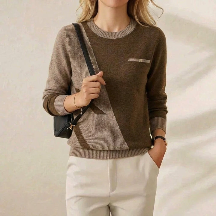 Iris – Crew Neck Jumper with Contrast Trim