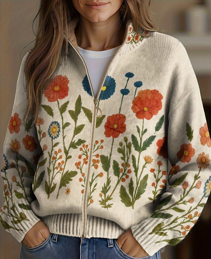 Lois – Wildflower Floral Zip Cardigan
