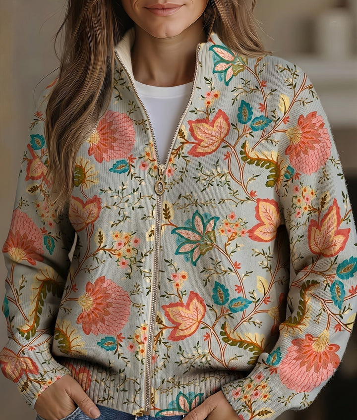 Arabella – Vintage Floral Zip-Up Jacket